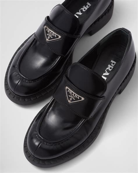 prada loafers chocolate|unlined brushed leather loafers prada.